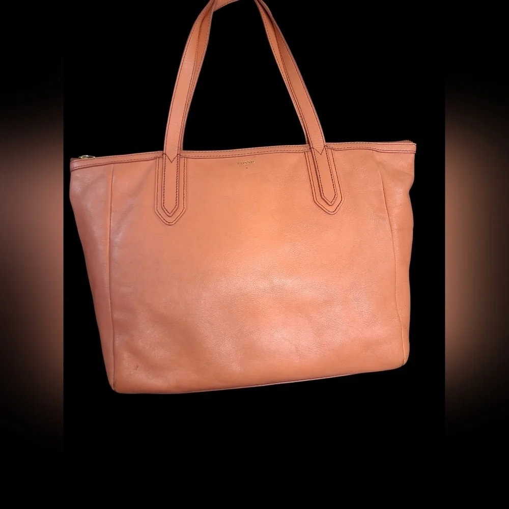 Fossil Sydney Salmon/Coral Leather Tote Bag